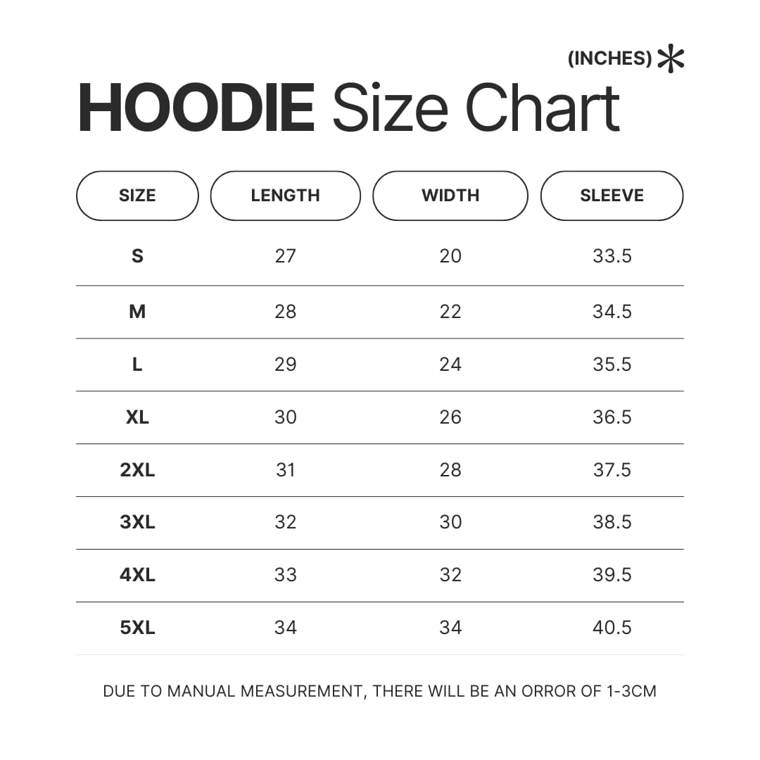 Hoodie Size Chart - Enhypen UK Shop
