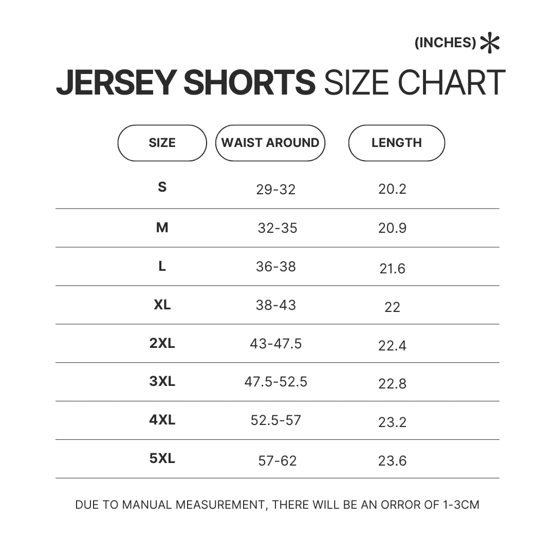 Jersey Shorts Size Chart - Enhypen UK Shop