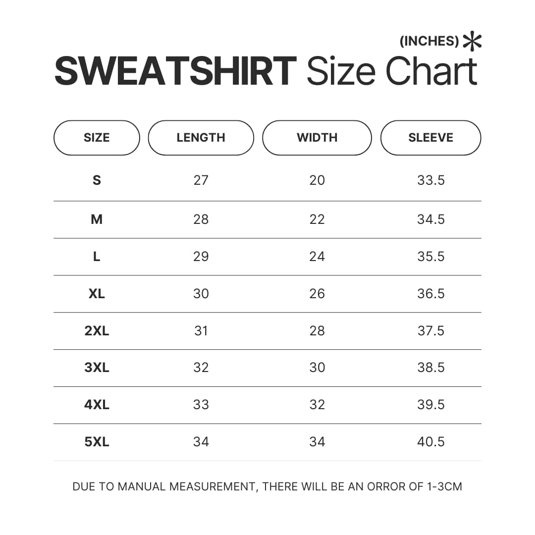 Sweatshirt Size Chart - Enhypen UK Shop