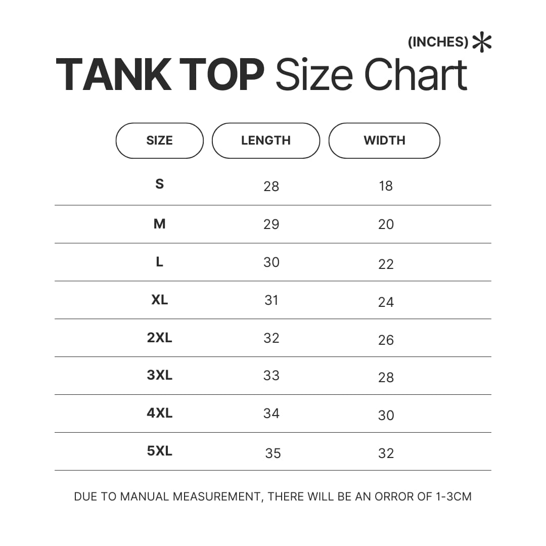 Tank Top Size Chart - Enhypen UK Shop