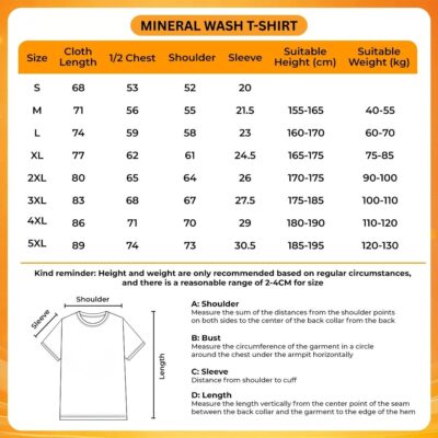 Mineral Wash T Shirt Size Chart - Enhypen UK Shop